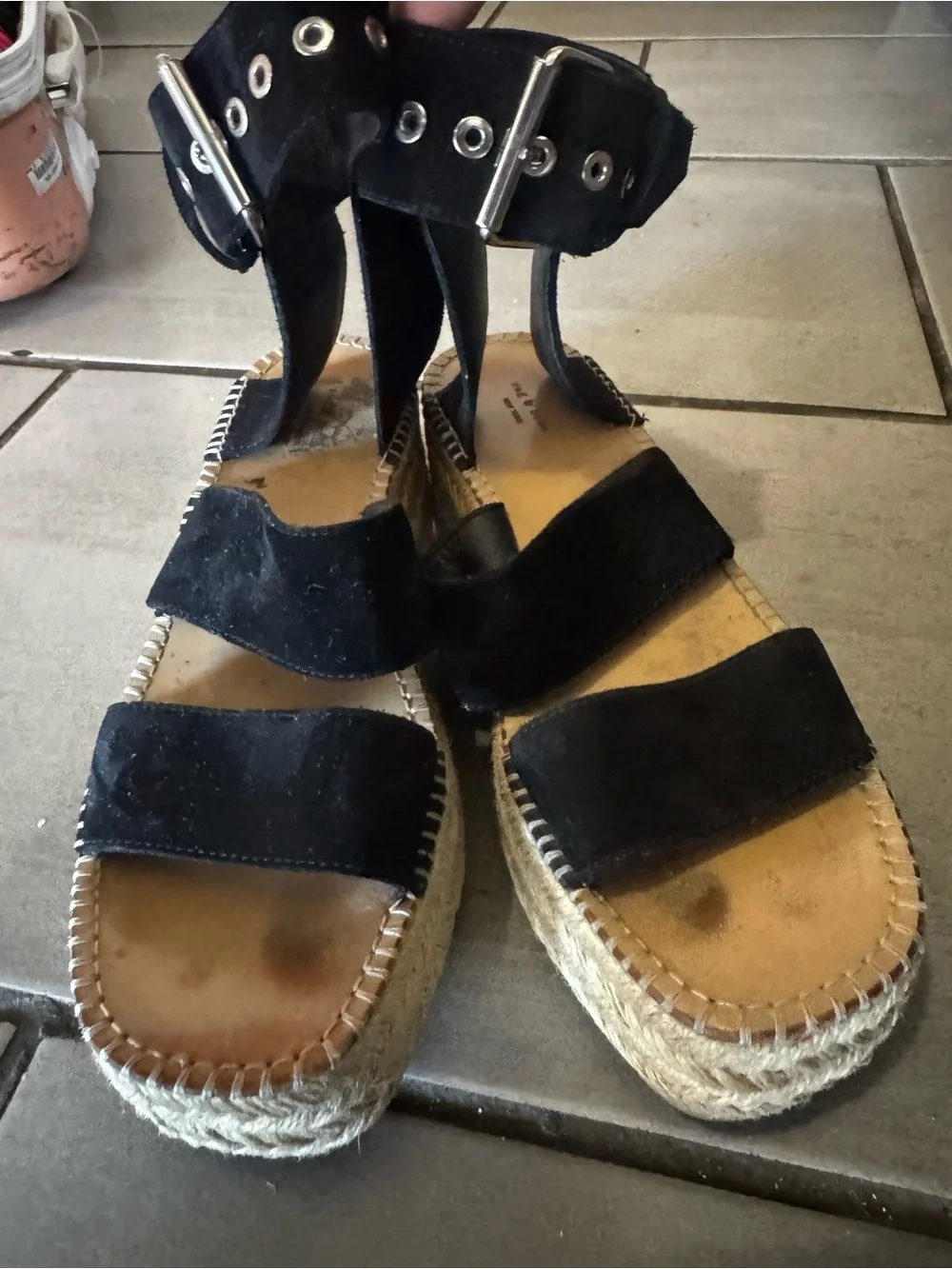 rag & bone Black Suede Platform Espadrille Sandals - Women